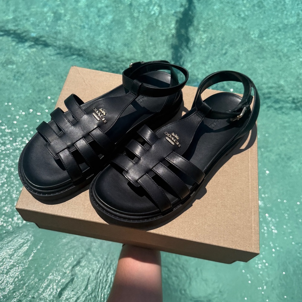 Coach 🖤 Black Franny Leather Gladiator Sandal - Picture 2 of 7
